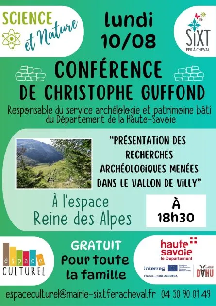 Cycle science et nature, “Présentation des recherches archéologiques menées dans le vallon de Villy”._Sixt-Fer-à-Cheval